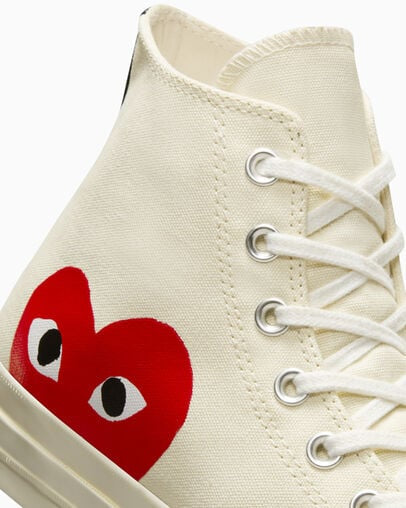 Converse x Comme des Garçons PLAY Chuck 70 “Milky White/High Risk Red”