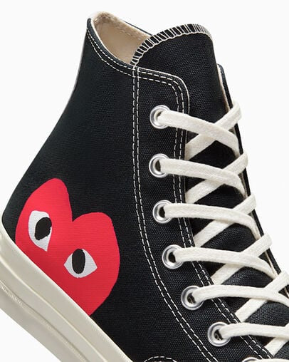 Converse x Comme des Garçons PLAY Chuck 70 “Black/High Risk Red”