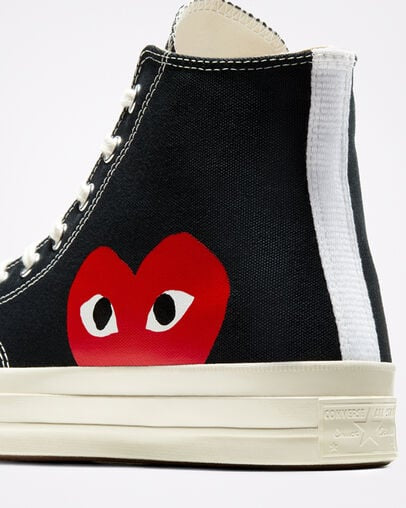 Converse x Comme des Garçons PLAY Chuck 70 “Black/High Risk Red”