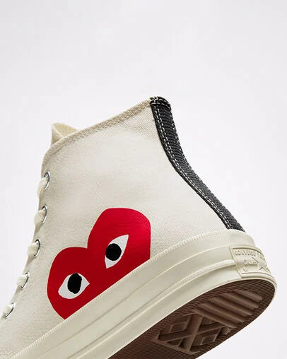 Converse x Comme des Garçons PLAY Chuck 70 “Milky White/High Risk Red”