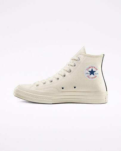 Converse x Comme des Garçons PLAY Chuck 70 “Milky White/High Risk Red”