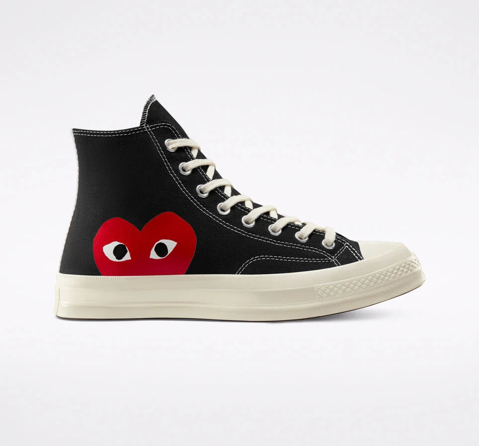 Converse x Comme des Garçons PLAY Chuck 70 “Black/High Risk Red”
