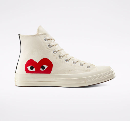 Converse x Comme des Garçons PLAY Chuck 70 “Milky White/High Risk Red”